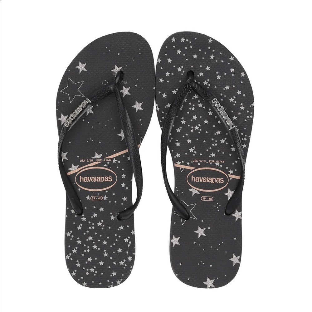 Havaianas metallic logo flip flop sandal blackstar